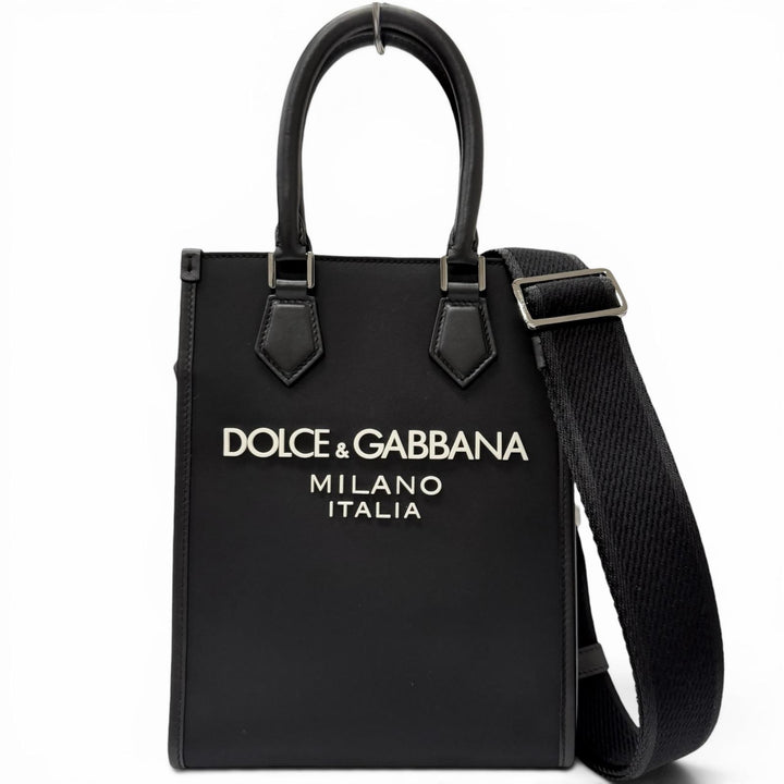 Excellent DOLCE&GABBANA Shoulder Bag Small nylon rubberized logo