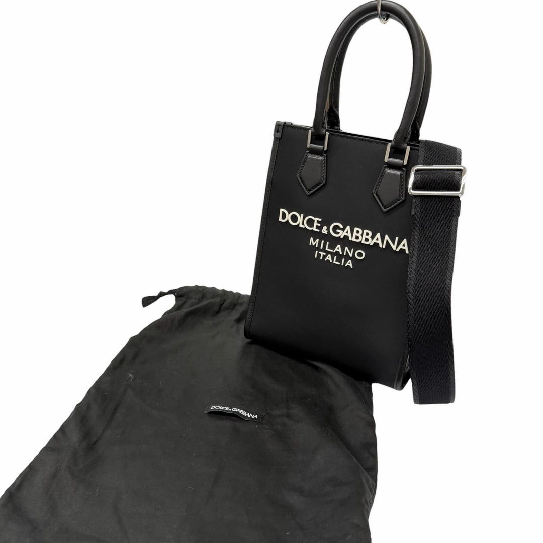 Excellent DOLCE&GABBANA Shoulder Bag Small nylon rubberized logo