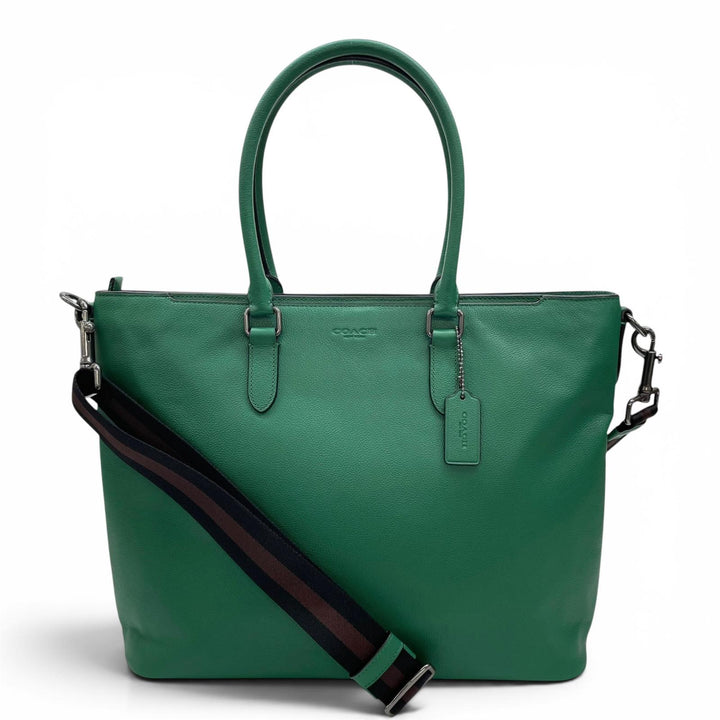 Excellent COACH Beckett Leather Business 2-Way green Smooth scarf skin C2841