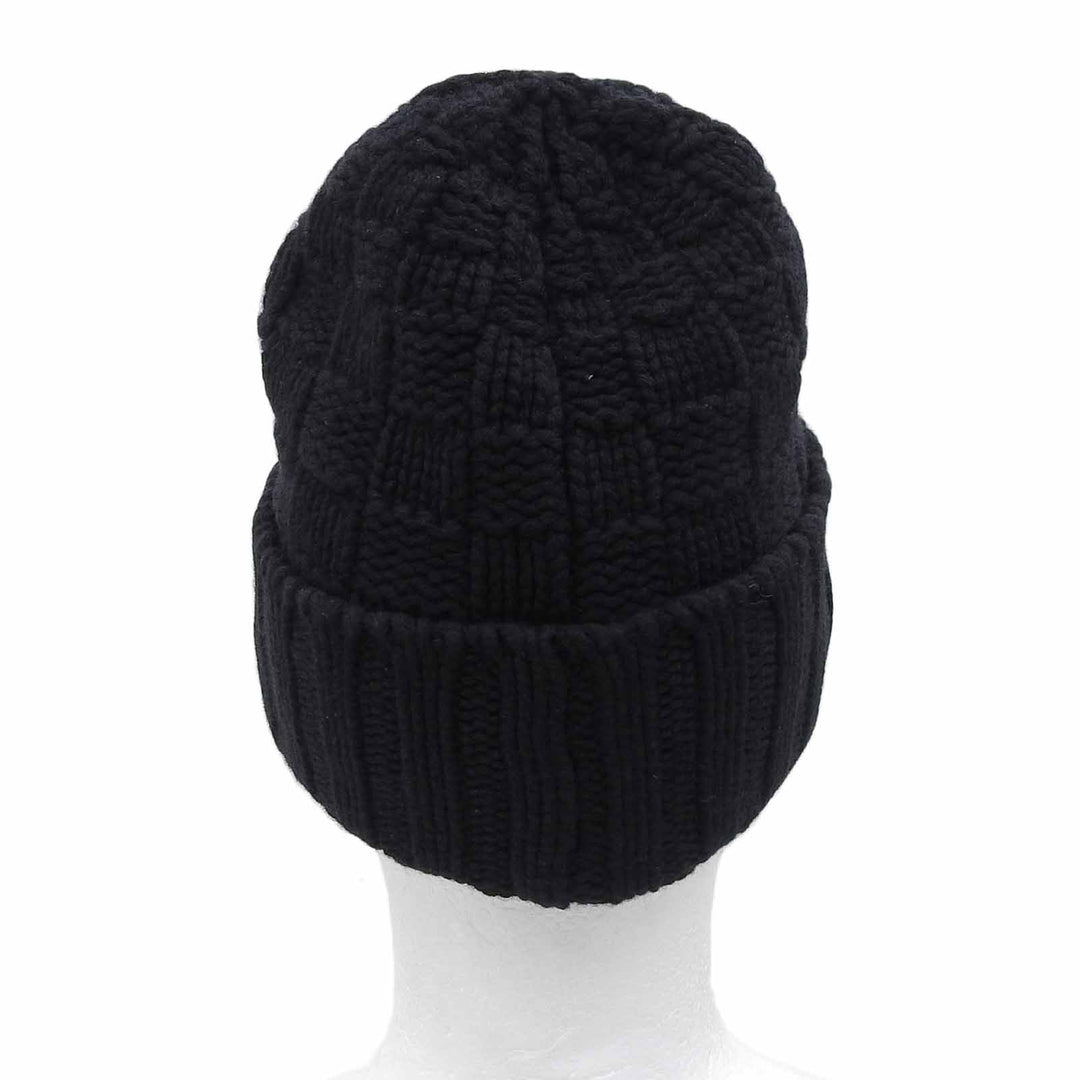 Excellent LOUIS VUITTON Knit cap Helsinki Hat with leather patch black cashmere