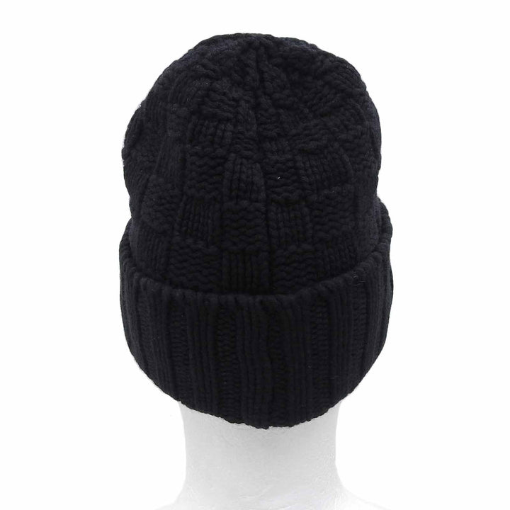 Excellent LOUIS VUITTON Knit cap Helsinki Hat with leather patch black cashmere