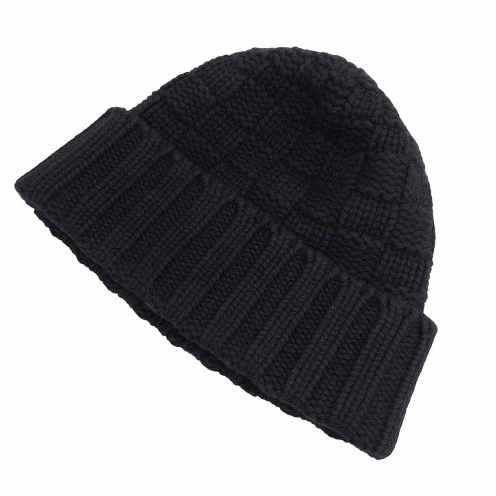 Excellent LOUIS VUITTON Knit cap Helsinki Hat with leather patch black cashmere