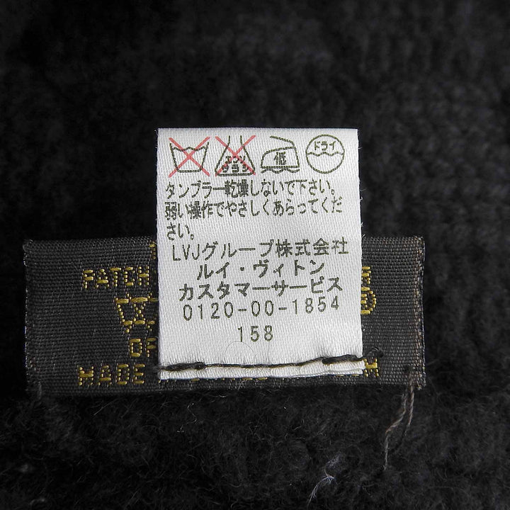 Excellent LOUIS VUITTON Knit cap Helsinki Hat with leather patch black cashmere