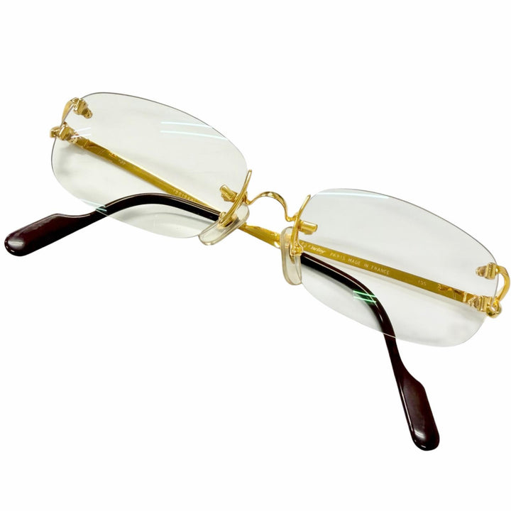 Great Cartier Glasses 2C Decor Rimless Two-Point gold mens