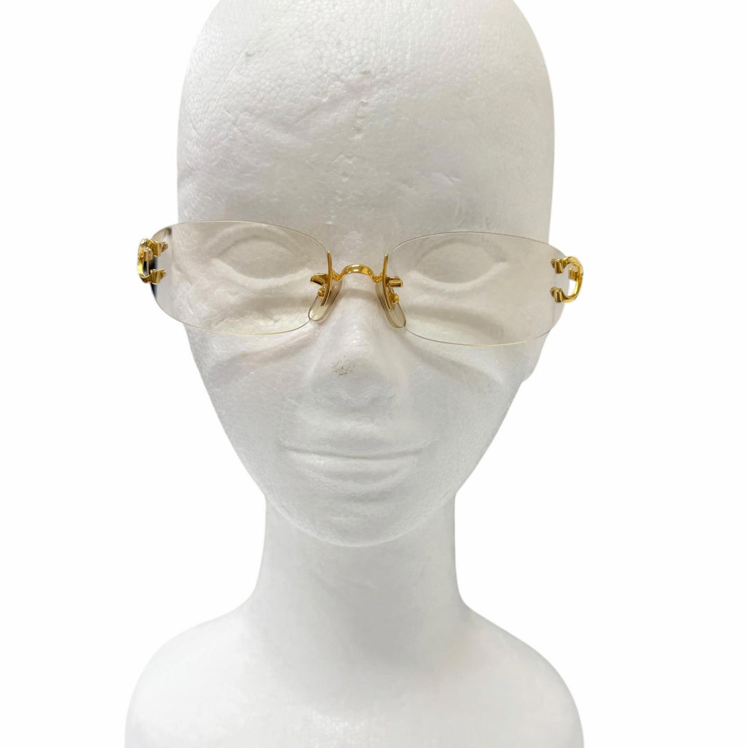 Great Cartier Glasses 2C Decor Rimless Two-Point gold mens