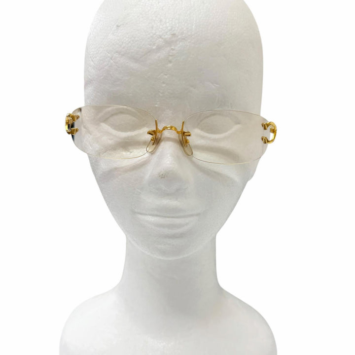 Great Cartier Glasses 2C Decor Rimless Two-Point gold mens