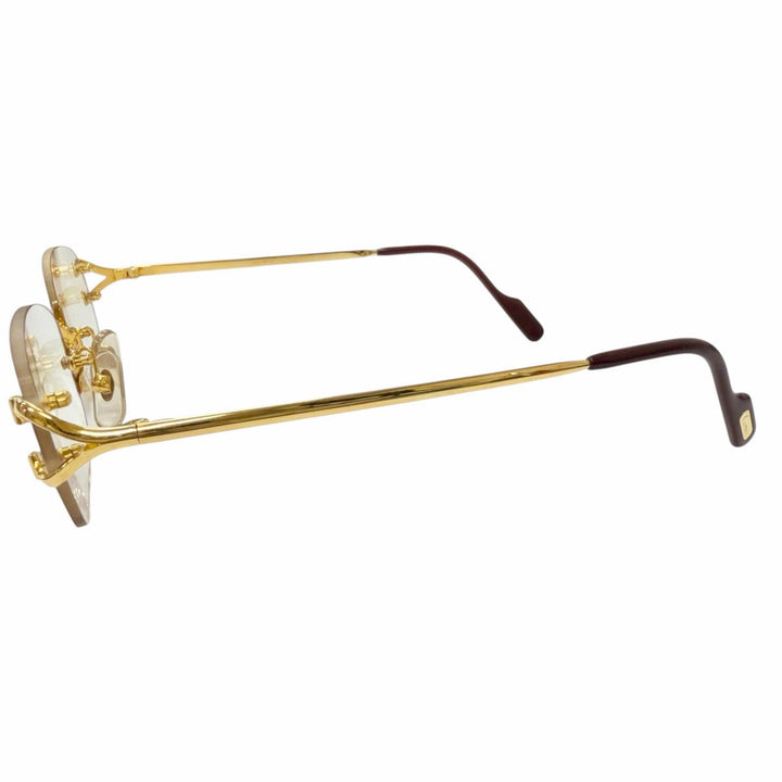 Great Cartier Glasses 2C Decor Rimless Two-Point gold mens