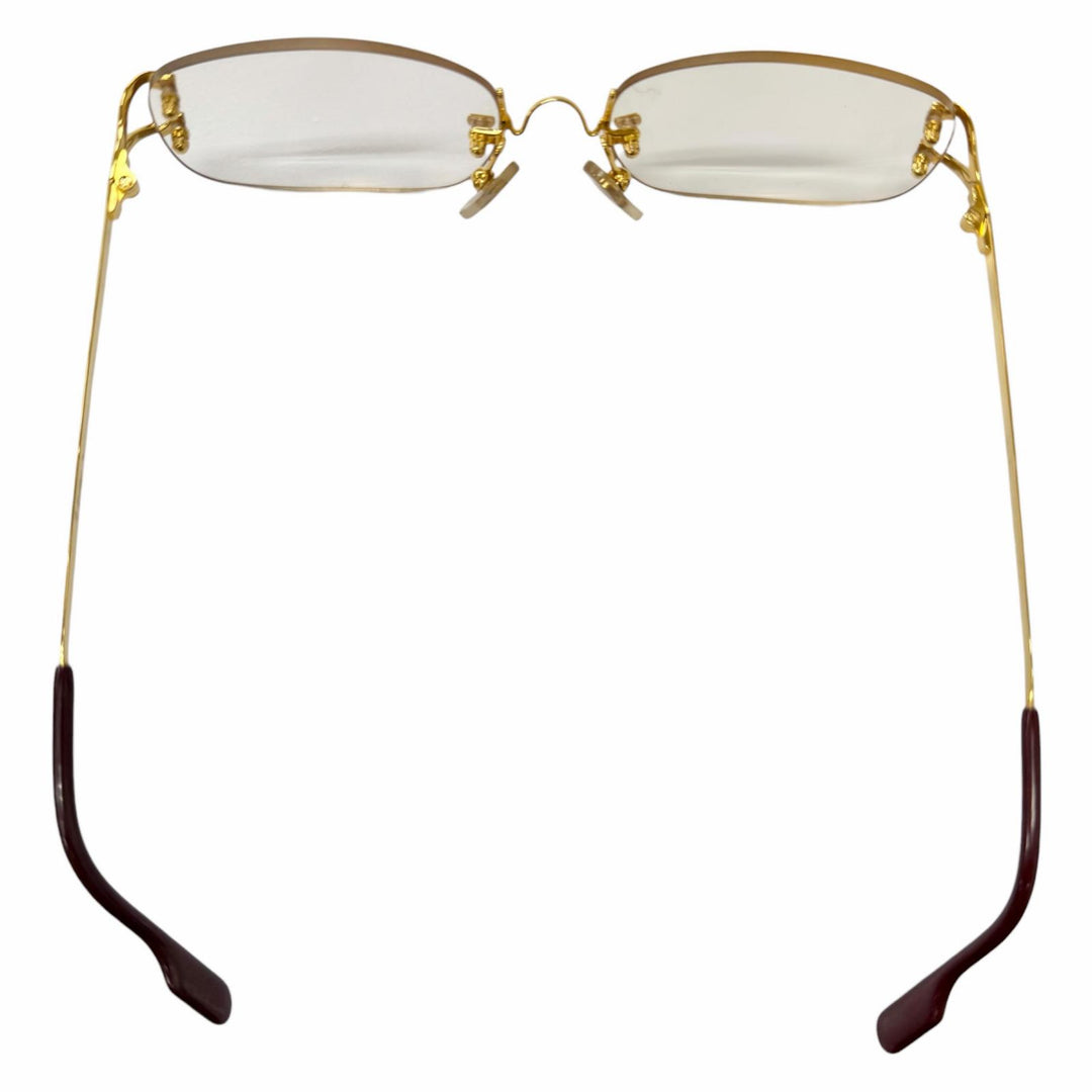 Great Cartier Glasses 2C Decor Rimless Two-Point gold mens