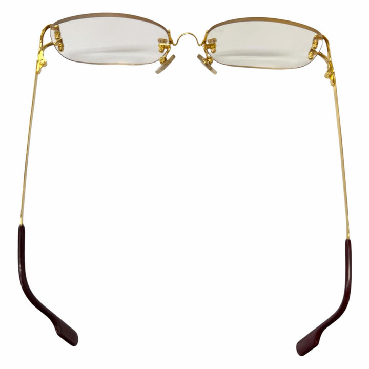 Great Cartier Glasses 2C Decor Rimless Two-Point gold mens