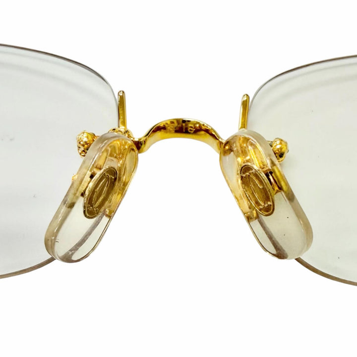 Great Cartier Glasses 2C Decor Rimless Two-Point gold mens