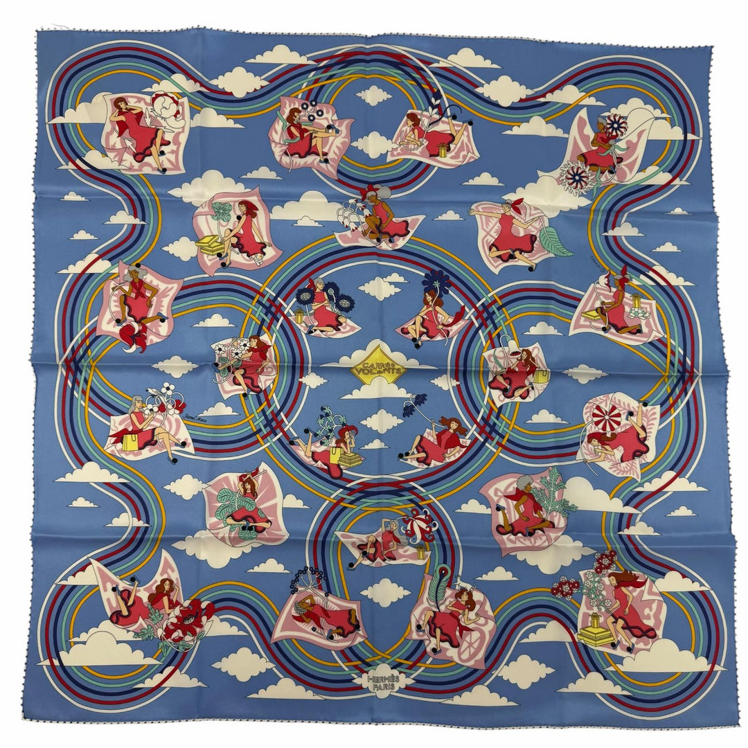 Pristine HERMES scarf Carres Volants Flying Carres silk Women