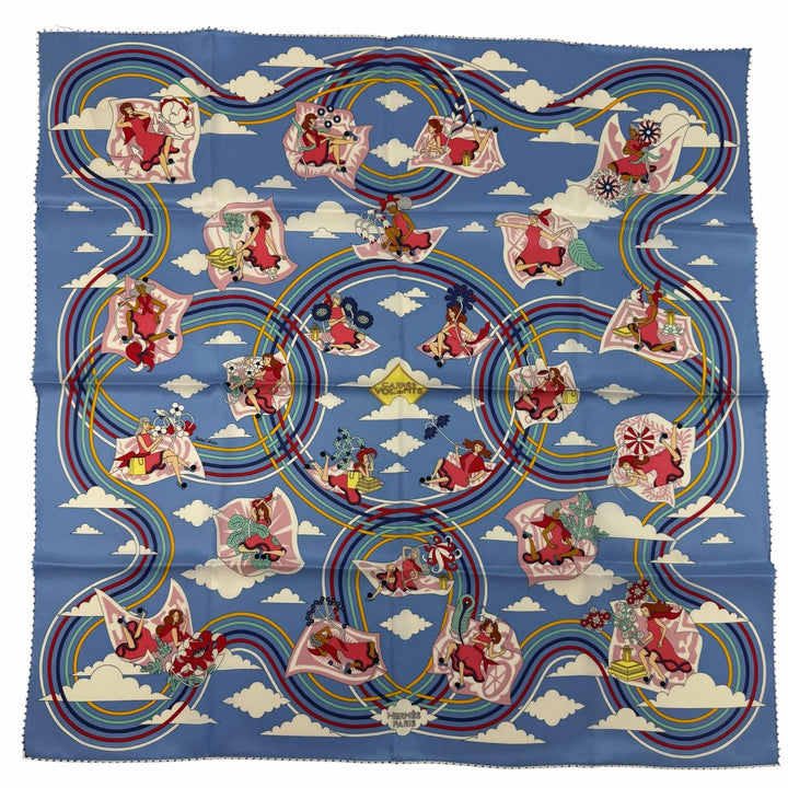 Pristine HERMES scarf Carres Volants Flying Carres silk Women