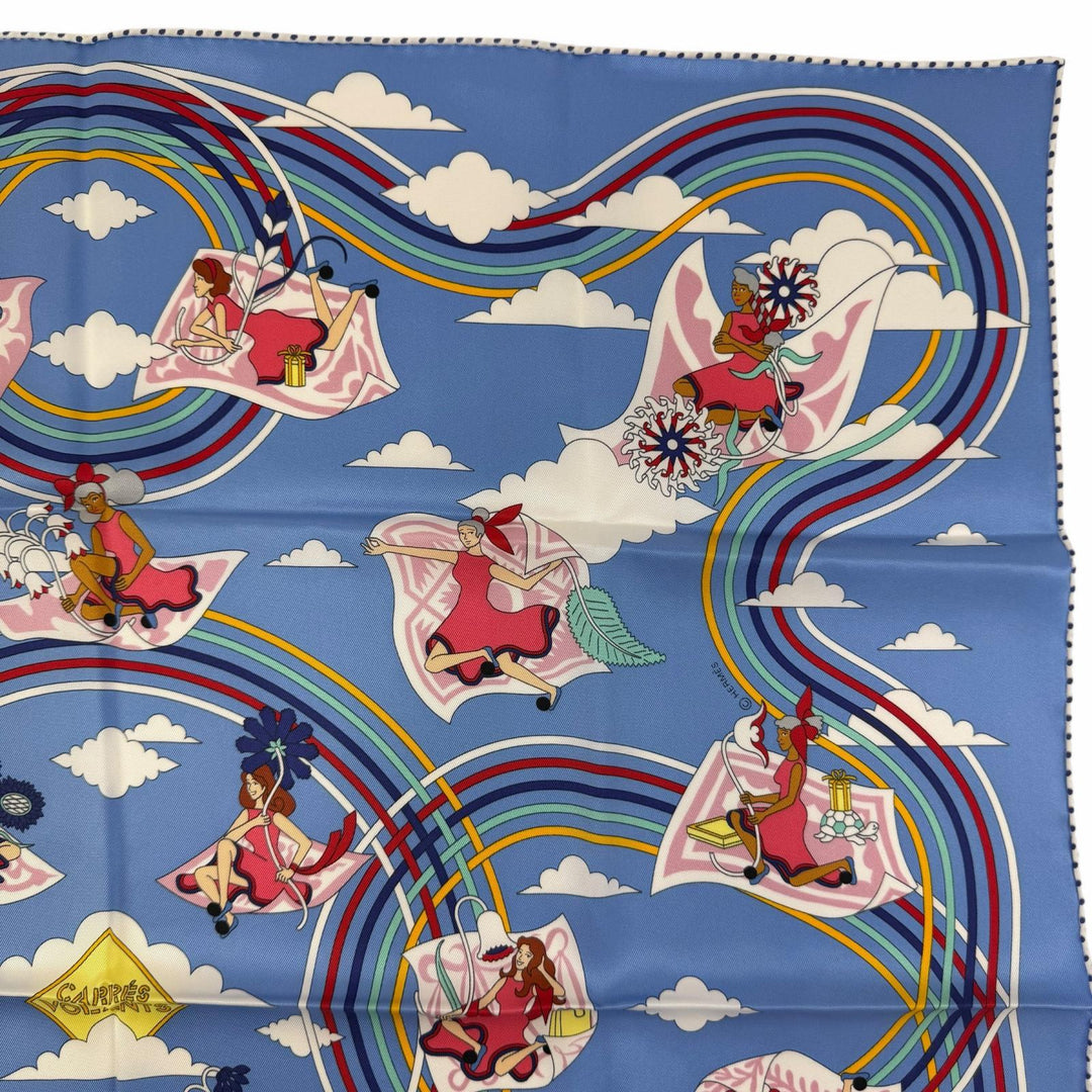 Pristine HERMES scarf Carres Volants Flying Carres silk Women
