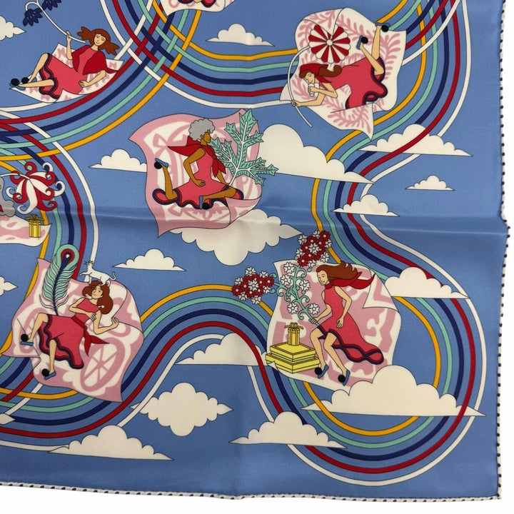 Pristine HERMES scarf Carres Volants Flying Carres silk Women