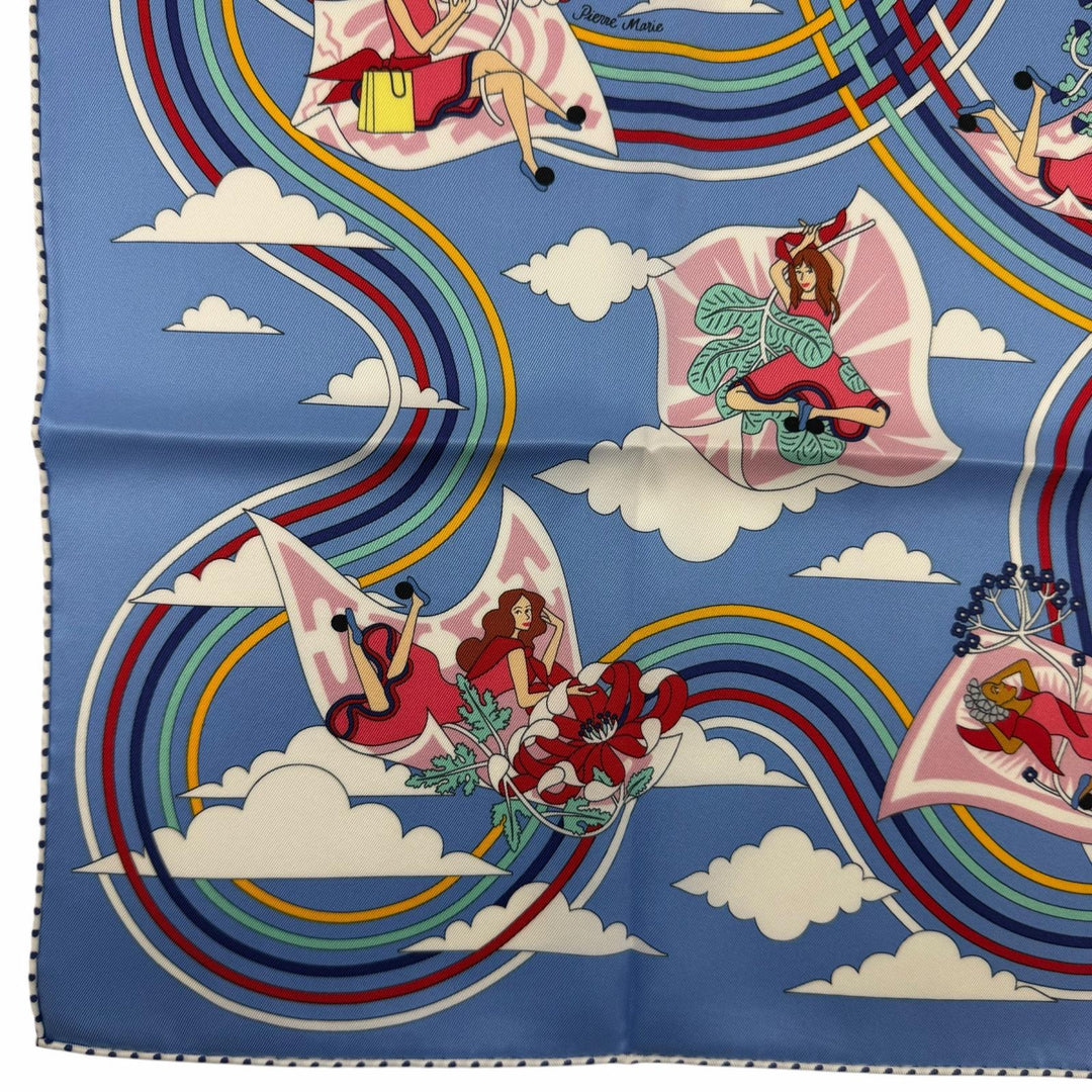 Pristine HERMES scarf Carres Volants Flying Carres silk Women