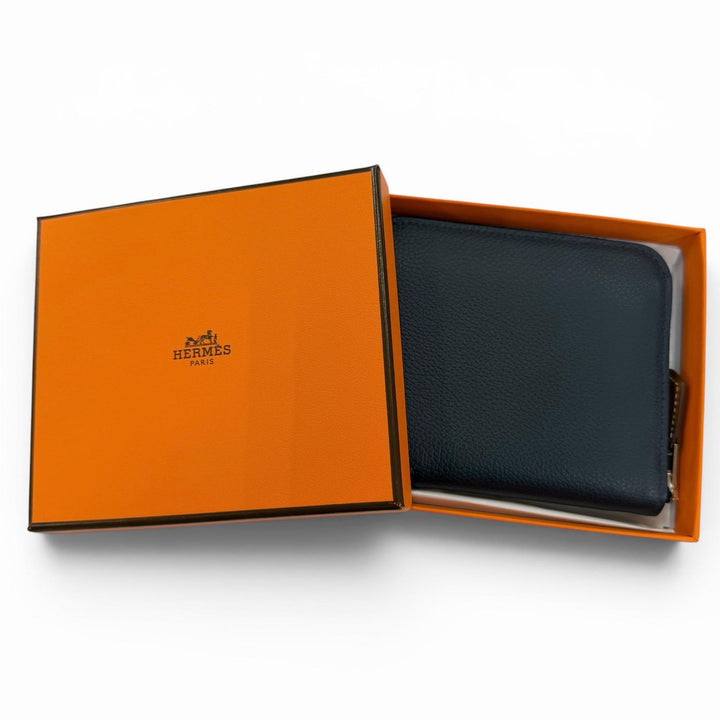 Pristine HERMES Coin case Azap compact silk in Zip Around Evercolor Leather