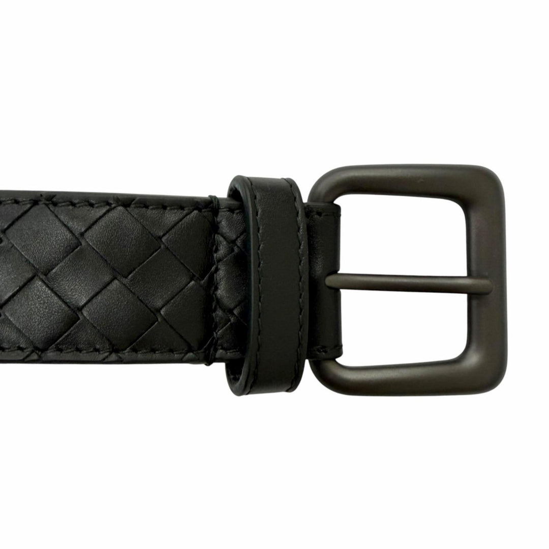 Excellent BOTTEGAVENETA belt INTRECCIATO black leather mens 271932
