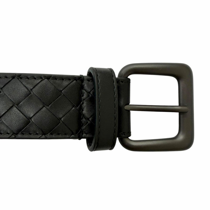 Excellent BOTTEGAVENETA belt INTRECCIATO black leather mens 271932