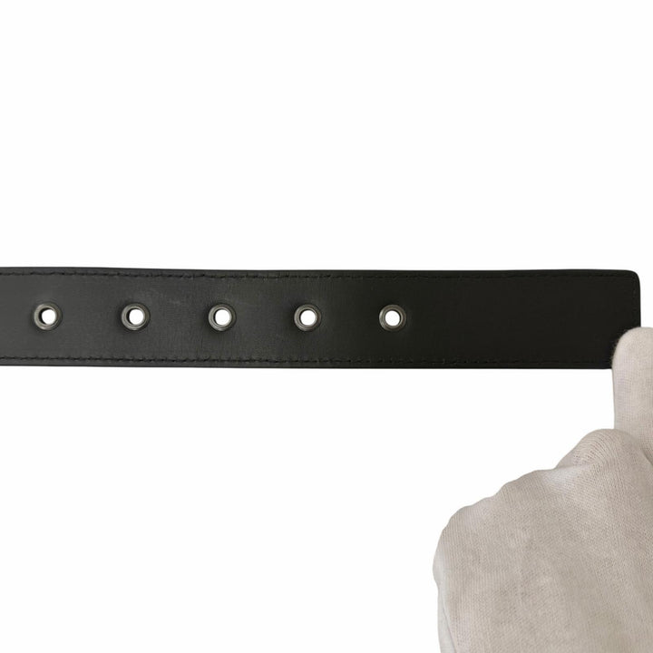 Excellent BOTTEGAVENETA belt INTRECCIATO black leather mens 271932