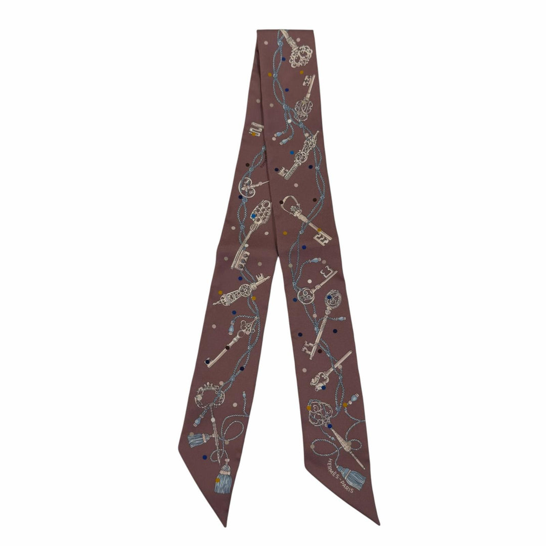 Excellent HERMES scarf Les Cles a Pois (Le Creapore) silk Women