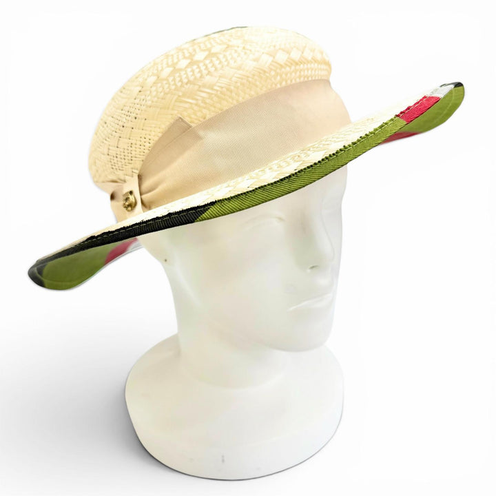 Great GUCCI hat Tiger Head Ribbon Tape Straw Hat natural plant fiber Women L