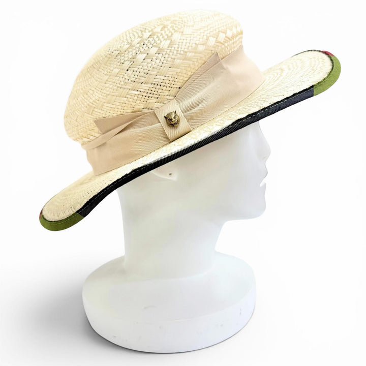Great GUCCI hat Tiger Head Ribbon Tape Straw Hat natural plant fiber Women L