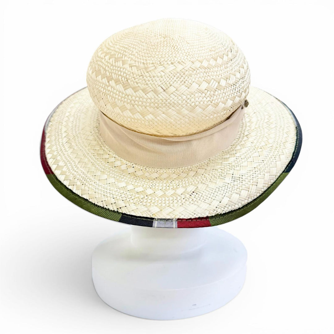 Great GUCCI hat Tiger Head Ribbon Tape Straw Hat natural plant fiber Women L