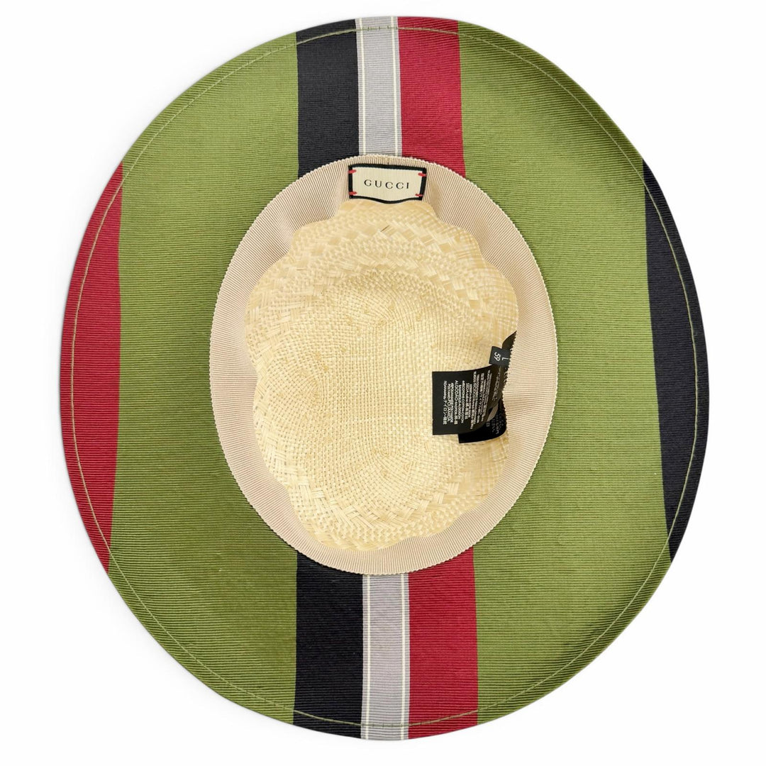 Great GUCCI hat Tiger Head Ribbon Tape Straw Hat natural plant fiber Women L