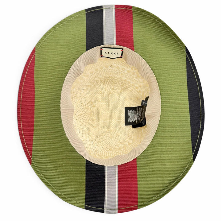 Great GUCCI hat Tiger Head Ribbon Tape Straw Hat natural plant fiber Women L