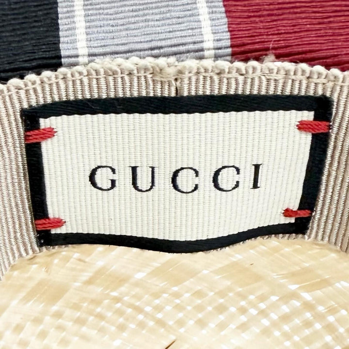 Great GUCCI hat Tiger Head Ribbon Tape Straw Hat natural plant fiber Women L