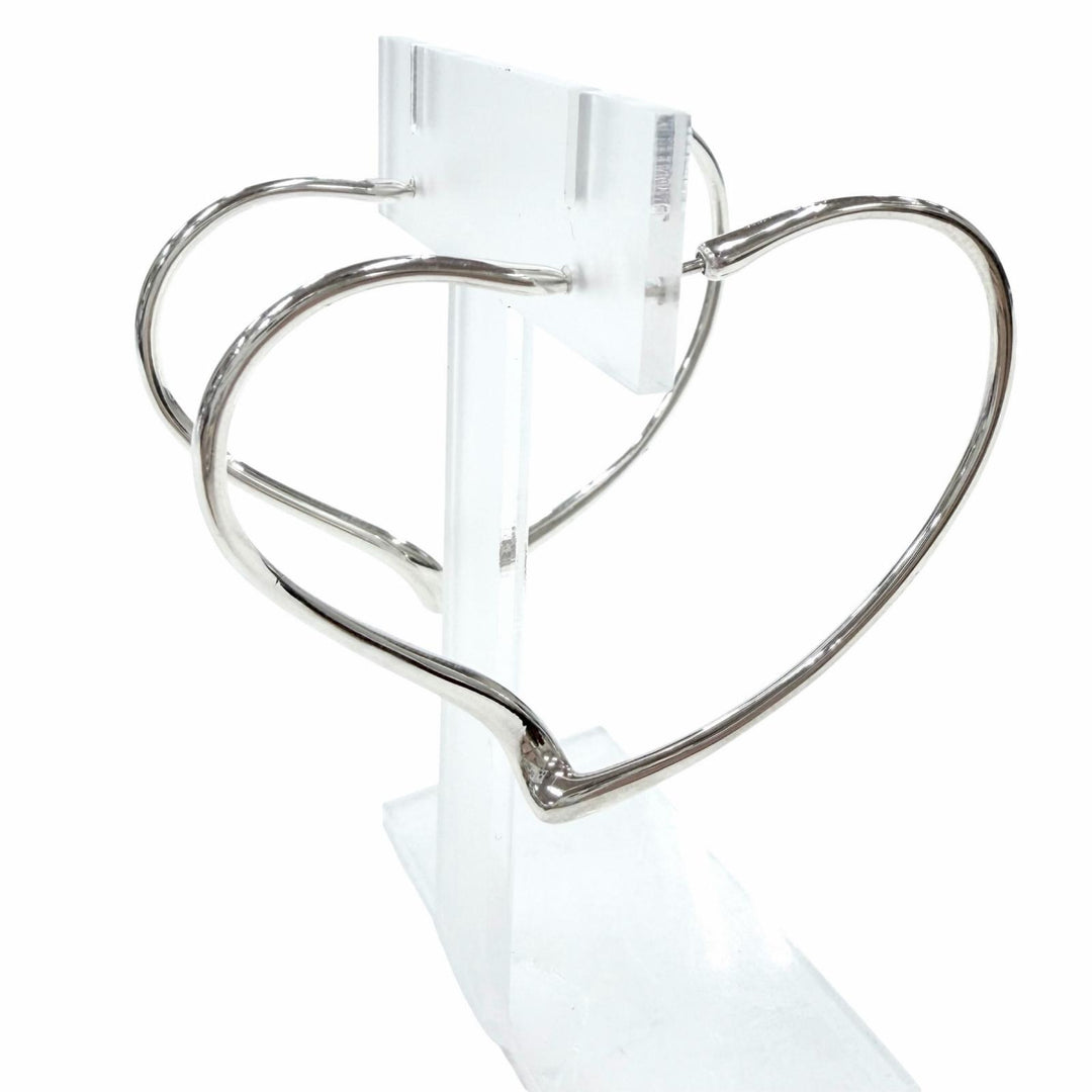 Great TIFFANY&Co. Pierce Open Heart Hoop Pierce, Medium Silver AG925 Women