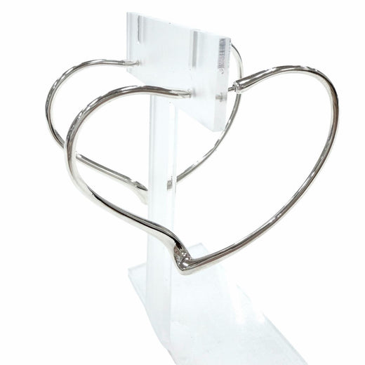 Great TIFFANY&Co. Pierce Open Heart Hoop Pierce, Medium Silver AG925 Women