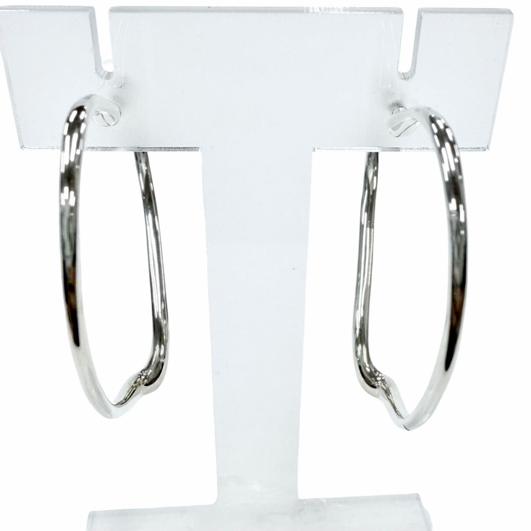 Great TIFFANY&Co. Pierce Open Heart Hoop Pierce, Medium Silver AG925 Women