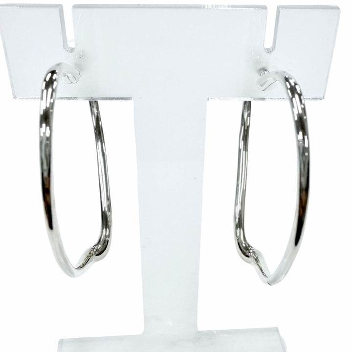 Great TIFFANY&Co. Pierce Open Heart Hoop Pierce, Medium Silver AG925 Women
