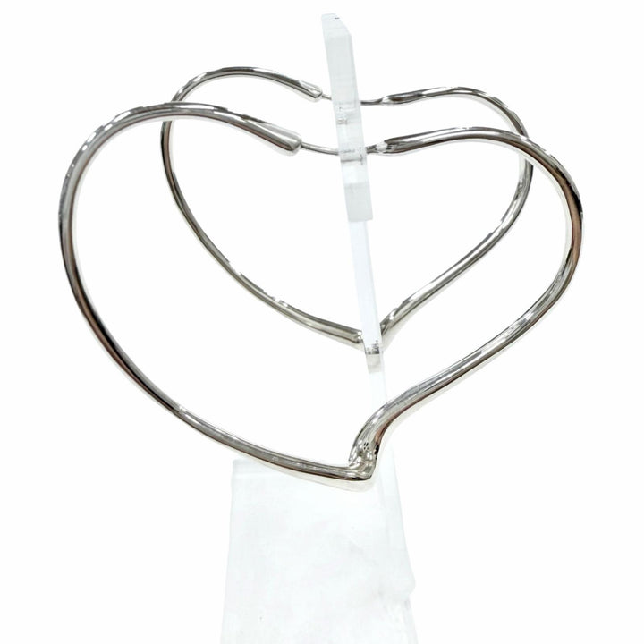 Great TIFFANY&Co. Pierce Open Heart Hoop Pierce, Medium Silver AG925 Women