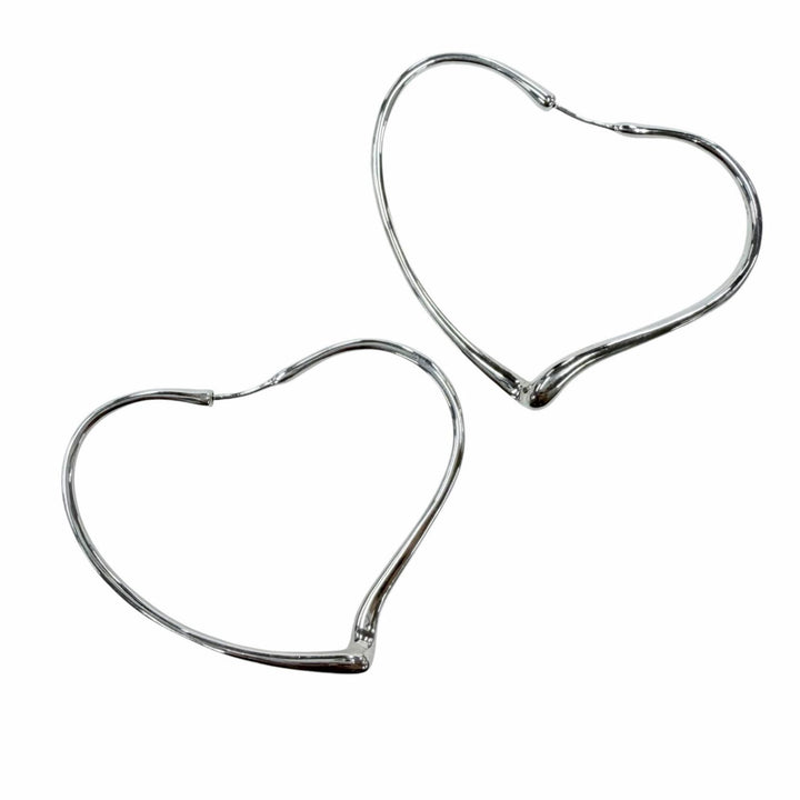 Great TIFFANY&Co. Pierce Open Heart Hoop Pierce, Medium Silver AG925 Women