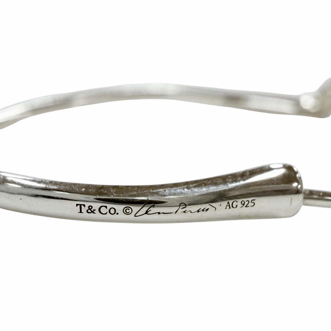 Great TIFFANY&Co. Pierce Open Heart Hoop Pierce, Medium Silver AG925 Women