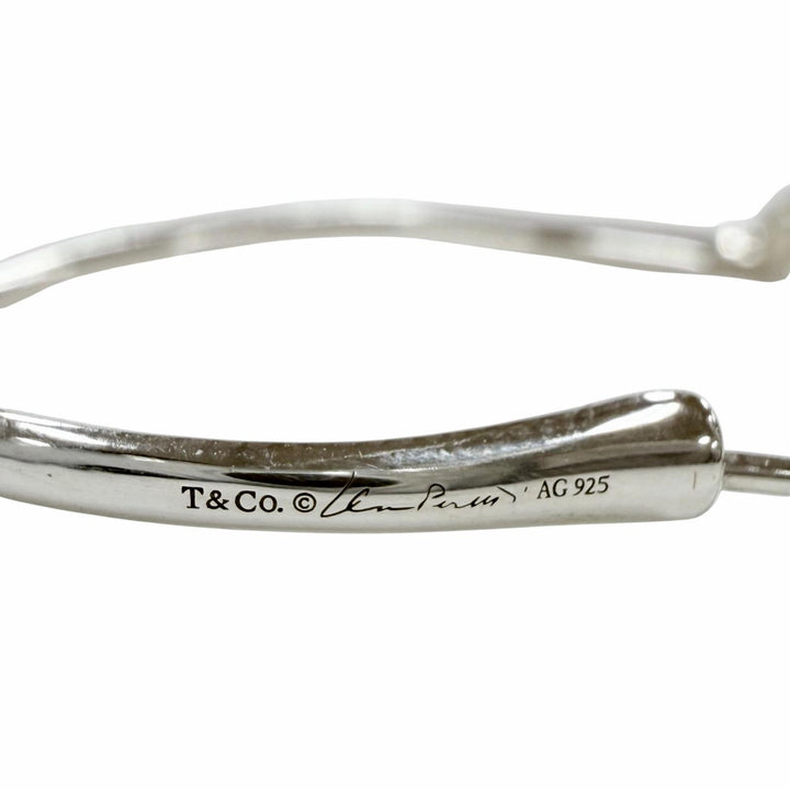 Great TIFFANY&Co. Pierce Open Heart Hoop Pierce, Medium Silver AG925 Women