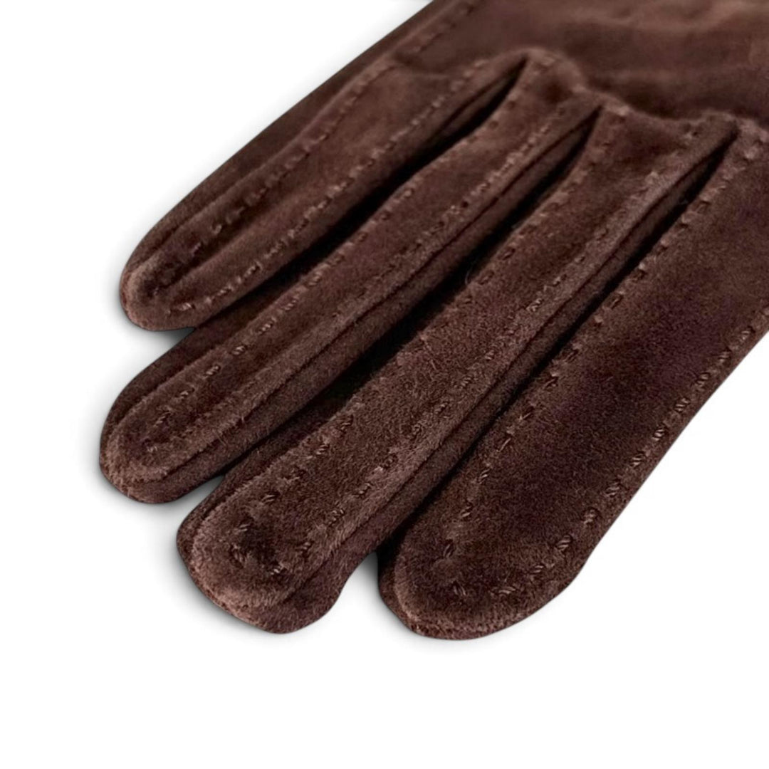 Great HERMES gloves Suede leather gloves Dark brown Reindeer leather Women 7