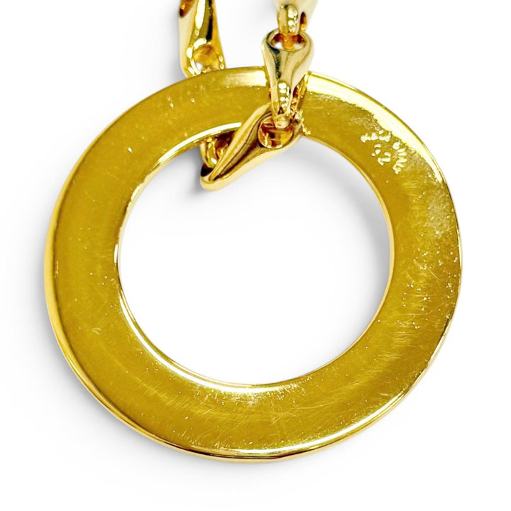 Excellent CELINE Circle Logo Design Chain Necklace Pendant Accessory gold