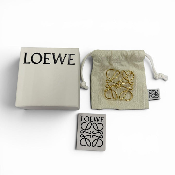 Excellent LOEWE Brooch Anagram Logo Accessory 5x2"" gold metal Women