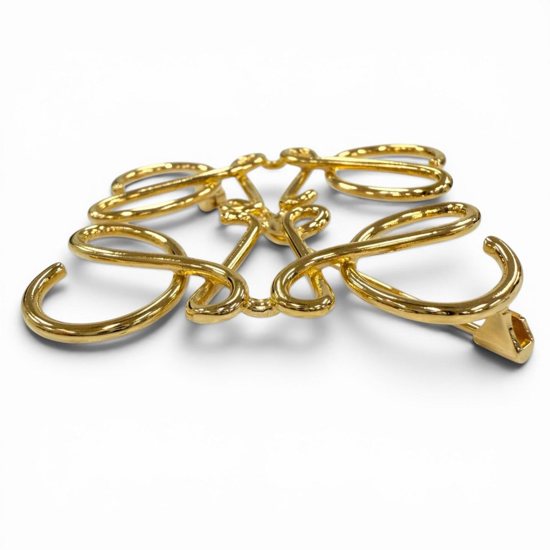 Excellent LOEWE Brooch Anagram Logo Accessory 5x2"" gold metal Women