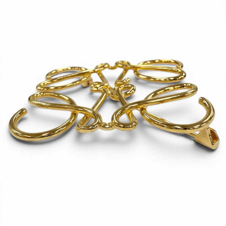 Excellent LOEWE Brooch Anagram Logo Accessory 5x2"" gold metal Women