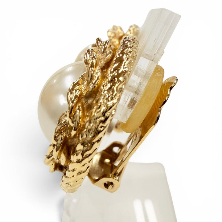 Great Christian Dior Earring Pearl gold Women