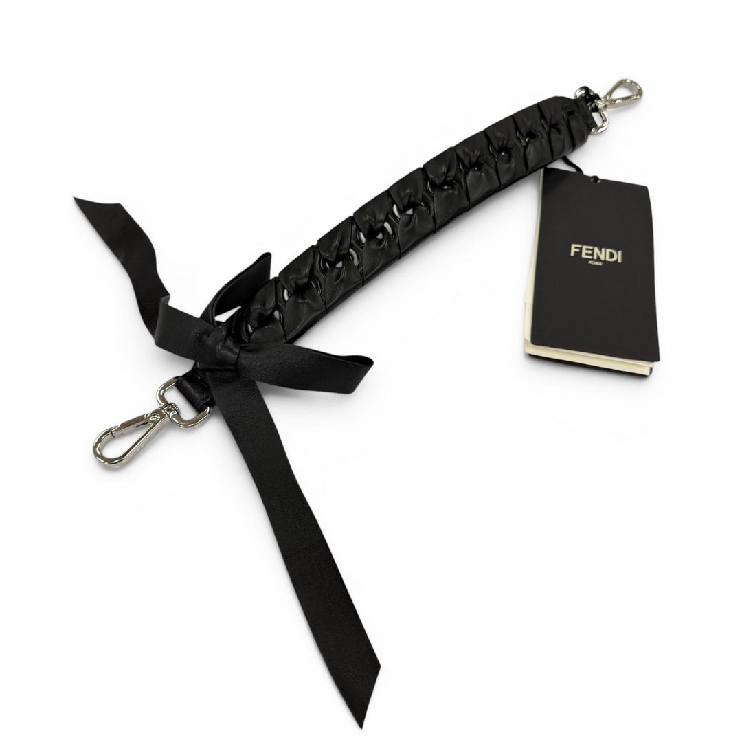 Excellent FENDI Shoulder strap Mini strap you ribbon black leather Women