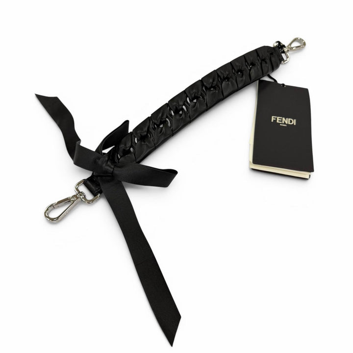 Excellent FENDI Shoulder strap Mini strap you ribbon black leather Women