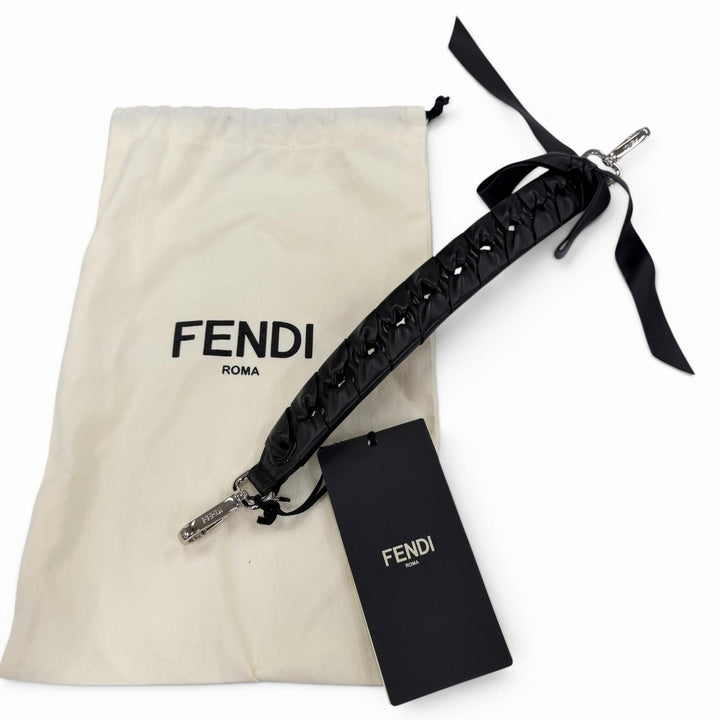 Excellent FENDI Shoulder strap Mini strap you ribbon black leather Women