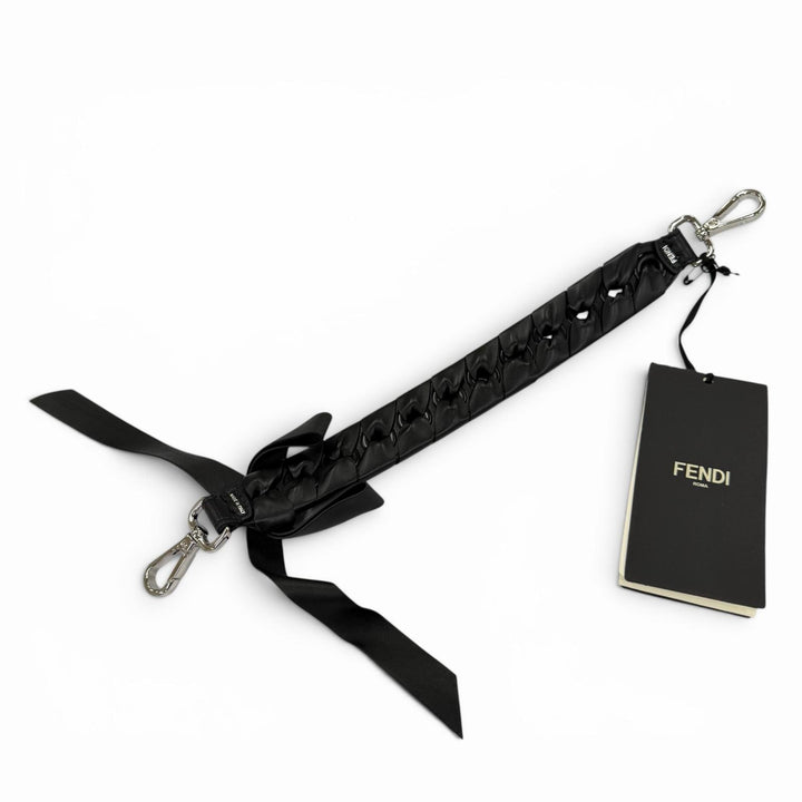 Excellent FENDI Shoulder strap Mini strap you ribbon black leather Women