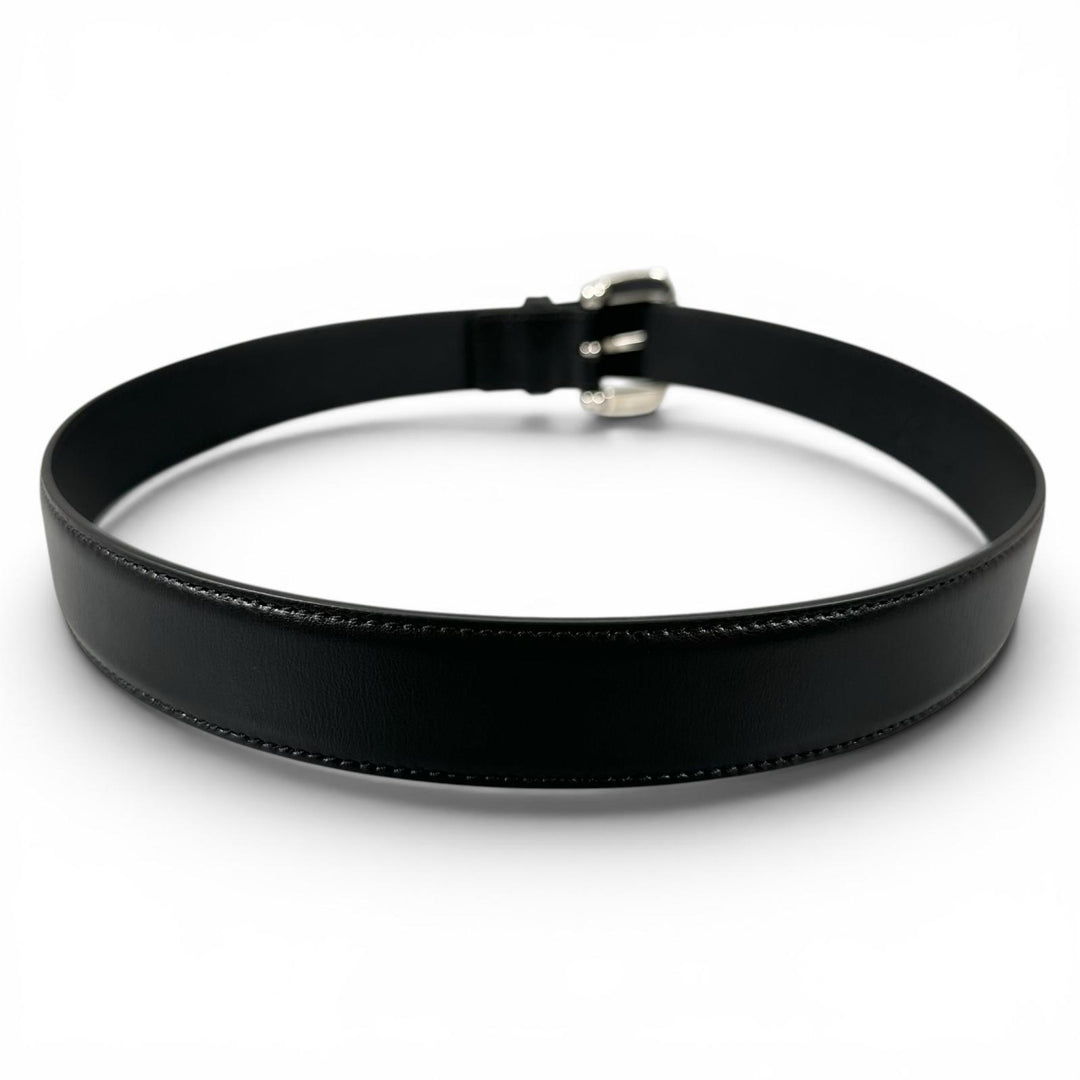 Excellent GUCCI belt Horsebit pin buckle black leather Women 700338