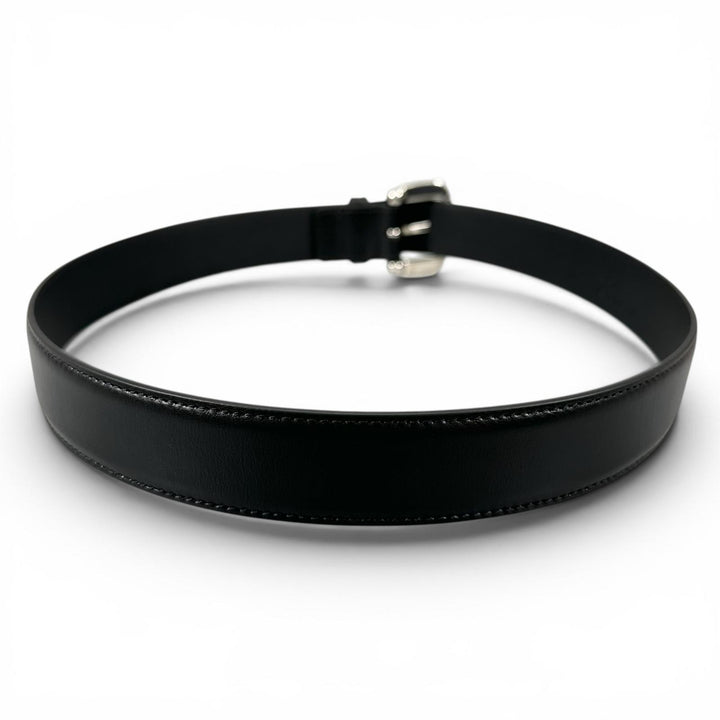 Excellent GUCCI belt Horsebit pin buckle black leather Women 700338